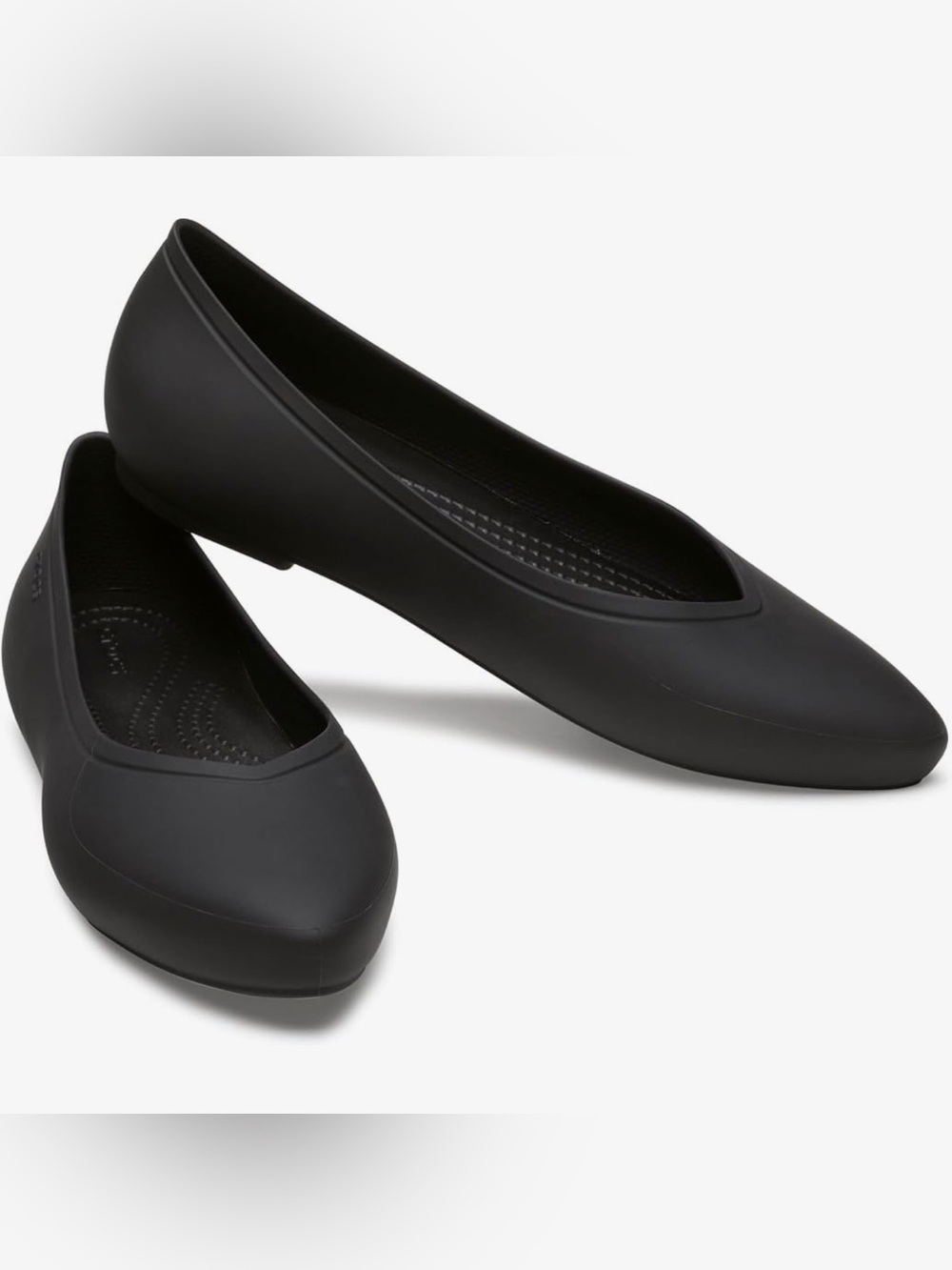 CROCS Women's Matte Black Slip-On Ballet Flats